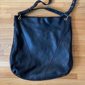 Pour La Victoire Large Black Leather Hobo Handbag